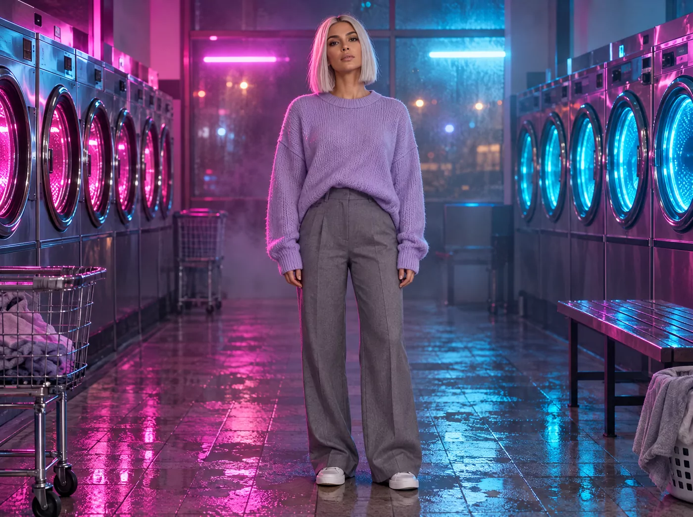 LASER LUXE — THE NEON LINE, 155 cm — full-body front, standing, frame 1 of 6