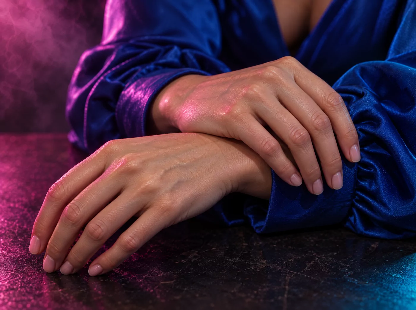 MIDNIGHT RUN — THE NEON LINE, 175 cm — articulated hand and ankle detail, frame 5 of 6